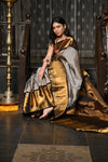 Mahalakshmi ~ Gadwal Pure Silk Handloom Saree with Brocade Work in Grey Gold