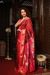 Mahalakshmi ~ Handloom Pure Silk Paithani with Parrot Pallu in Maroon