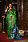 Mahalakshmi ~ Handloom Pure Silk Paithani with Maharani Pallu in Green and Blue