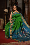 Mahalakshmi ~ Handloom Pure Silk Paithani with Maharani Pallu in Green and Blue