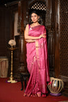 Mahalakshmi ~ Designed by VMI Silk Linen Saree with All Over Checks ~ Blush Pink