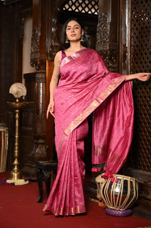  Mahalakshmi ~ Designed by VMI Silk Linen Saree with All Over Checks ~ Blush Pink