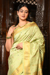 Mahalakshmi ~ Handloom Pure Silk Paithani with Swan Pallu with Muniya Buttis in Sage Green