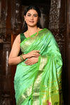Mahalakshmi ~ Handloom Pure Silk Paithani Saree With Peacock Pallu in Parrot Green
