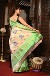 Mahalakshmi ~ Handloom Pure Silk Mahrani Paithani Saree with Maharani Paithani in Pastel Green