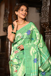 Mahalakshmi ~ Handloom Pure Silk All Over Paithani with Floral Work in Pista Green