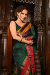 Mahalakshmi ~ Designer Cotton Saree in Green with Ganga Jamuna Border