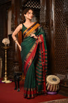 Mahalakshmi ~ Designer Cotton Saree in Green with Ganga Jamuna Border