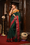 Mahalakshmi ~ Designer Cotton Saree in Green with Ganga Jamuna Border