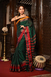 Mahalakshmi ~ Designer Cotton Saree in Green with Ganga Jamuna Border