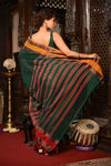 Mahalakshmi ~ Designer Cotton Saree in Green with Ganga Jamuna Border