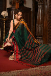 Mahalakshmi ~ Designer Cotton Saree in Green with Ganga Jamuna Border