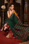 Mahalakshmi ~ Designer Cotton Saree in Green with Ganga Jamuna Border