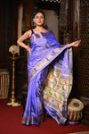 Mahalakshmi ~ Handloom Pure Silk Paithani with Lotus Peacock Pallu in Lilac