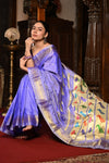 Mahalakshmi ~ Handloom Pure Silk Paithani with Lotus Peacock Pallu in Lilac