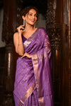 Mahalakshmi ~ Designed by VMI Silk Linen Saree with All Over Checks ~ Purple
