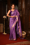 Mahalakshmi ~ Designed by VMI Silk Linen Saree with All Over Checks ~ Purple