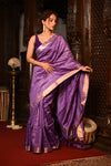 Mahalakshmi ~ Designed by VMI Silk Linen Saree with All Over Checks ~ Purple