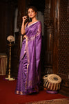Mahalakshmi ~ Designed by VMI Silk Linen Saree with All Over Checks ~ Purple
