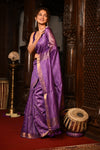 Mahalakshmi ~ Designed by VMI Silk Linen Saree with All Over Checks ~ Purple