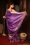 Mahalakshmi ~ Designed by VMI Silk Linen Saree with All Over Checks ~ Purple