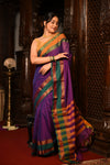 Mahalakshmi ~ Designer Cotton Saree in Purple with Green Border