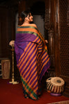 Mahalakshmi ~ Designer Cotton Saree in Purple with Green Border