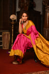 Mahalakshmi ~ Gadwal Pure Silk Handloom Saree in Powder Pink and Yellow