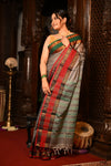 Mahalakshmi ~ Designer Cotton Saree in Grey with Ganga Jamuna Border