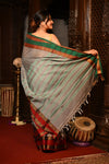 Mahalakshmi ~ Designer Cotton Saree in Grey with Ganga Jamuna Border