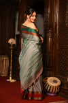 Mahalakshmi ~ Designer Cotton Saree in Grey with Ganga Jamuna Border