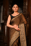Mahalakshmi ~ Designer Cotton Saree in Coffee Brown with Designer Border