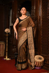 Mahalakshmi ~ Designer Cotton Saree in Coffee Brown with Designer Border