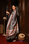 Mahalakshmi ~ Designer Cotton Saree in Grey with Black Border