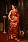 Mahalakshmi ~ Gadwal Pure Silk Handloom Saree with All Over Brocade Checks in Maroon & Gold