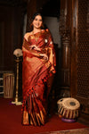 Mahalakshmi ~ Gadwal Pure Silk Handloom Saree with All Over Brocade Checks in Maroon & Gold