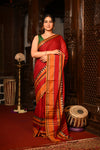Mahalakshmi ~ Designer Cotton Saree in Red with Orange Border