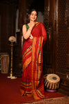 Mahalakshmi ~ Designer Cotton Saree in Red with Orange Border