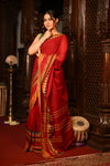 Mahalakshmi ~ Designer Cotton Saree in Red with Orange Border