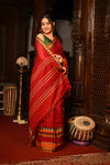 Mahalakshmi ~ Designer Cotton Saree in Red with Orange Border
