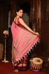Mahalakshmi ~ Designer Cotton Saree in Rose PInk with Maroon Border