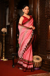 Mahalakshmi ~ Designer Cotton Saree in Rose PInk with Maroon Border