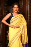 Mahalakshmi ~ Traditional Handloom Yellow Ilkal Cotton Viscose with Purple Pallu