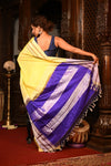 Mahalakshmi ~ Traditional Handloom Yellow Ilkal Cotton Viscose with Purple Pallu