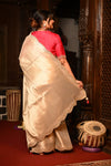 Mahalakshmi Premium ~ Viscose Tissue Saree with Hand-Embroidered Gota Patti in Diamond Beige