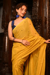 Mahalakshmi ~ Pure Mul Cotton Handloom Saree with Sequin ~ Yellow