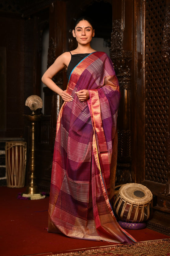 Mahalakshmi ~Handloom Cotton Silk Duppata With Beautiful Print and Designer Tassels ~ Pastel Pink