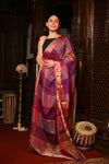 Mahalakshmi ~Handloom Cotton Silk Duppata With Beautiful Print and Designer Tassels ~ Pastel Pink