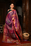 Mahalakshmi ~Handloom Cotton Silk Duppata With Beautiful Print and Designer Tassels ~ Pastel Pink