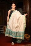 Mahalakshmi ~Handloom Cotton Silk Duppata With Beautiful Print and Designer Tassels ~ Shwet